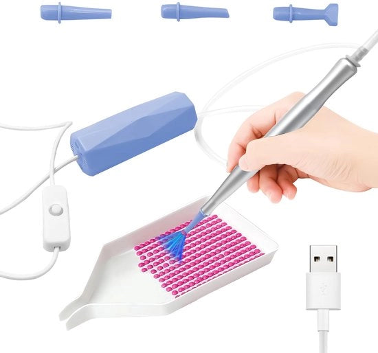 Elettro diamantschilderpen accessoireset per posizionamento di pietre AB, pompa a vuoto diamantschilder accessoires con cassetto di riposo per attività manuali