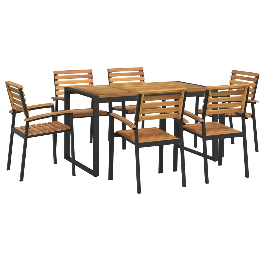 Set Pranzo da Giardino 7 pz Legno Massello di Acacia e Metallocod mxl 76363