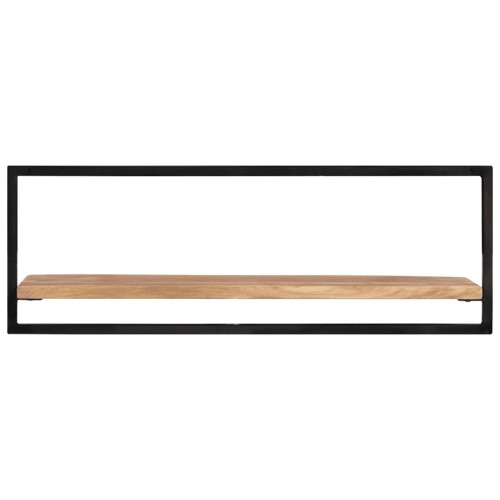 Mensole Parete 2pz-Set di 2 Scaffale a parete 100x24x35 cm Legno Massello Acacia e Acciaio