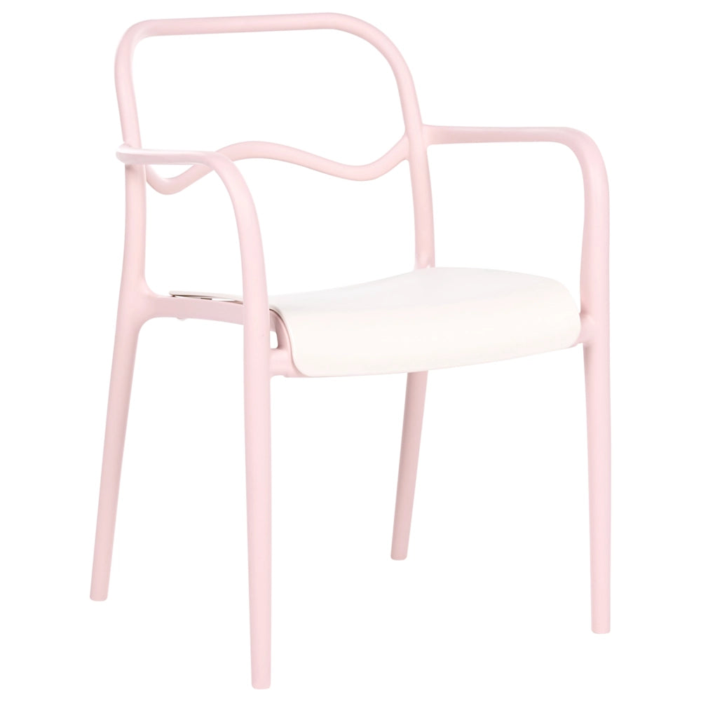Set di 2 sedie da giardino impilabili in plastica rosa pastello e beige stile retrò per tutte le stagioni