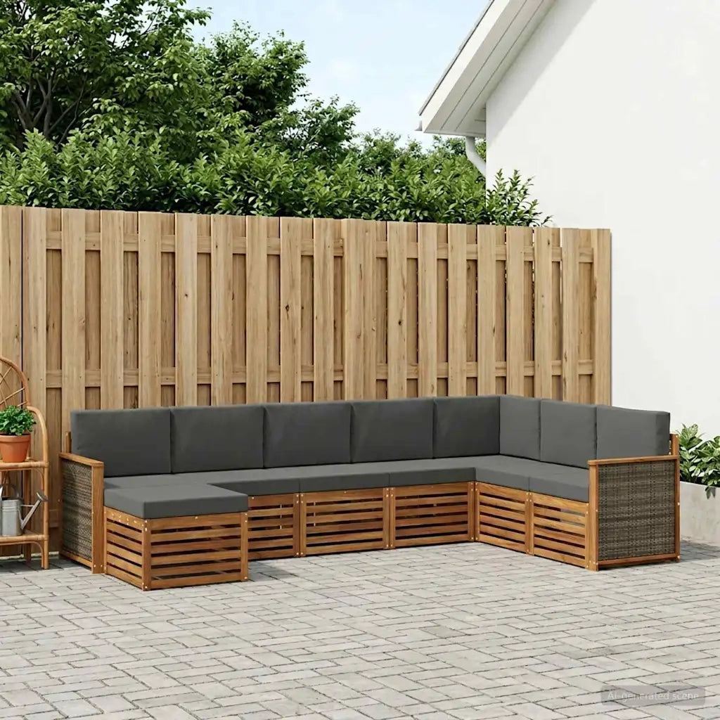 Set di divani da esterno con cuscino 6 pcs Naturale e Antracite 3384708