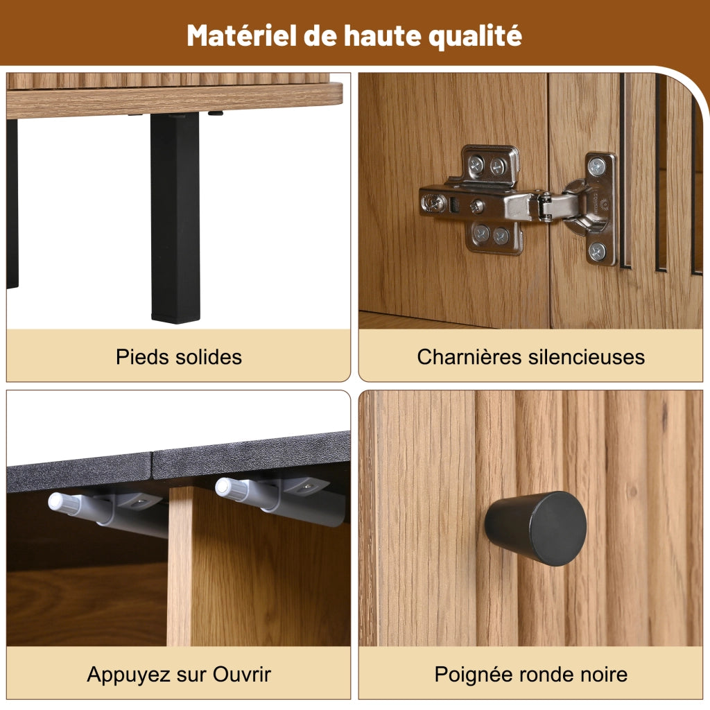 Mobile TV con 2 Ante Scorrevoli e 1 Anta a Griglia; Stile Moderno; 190??35??45 cm; in MDF e Pannello di Particelle; Rovere