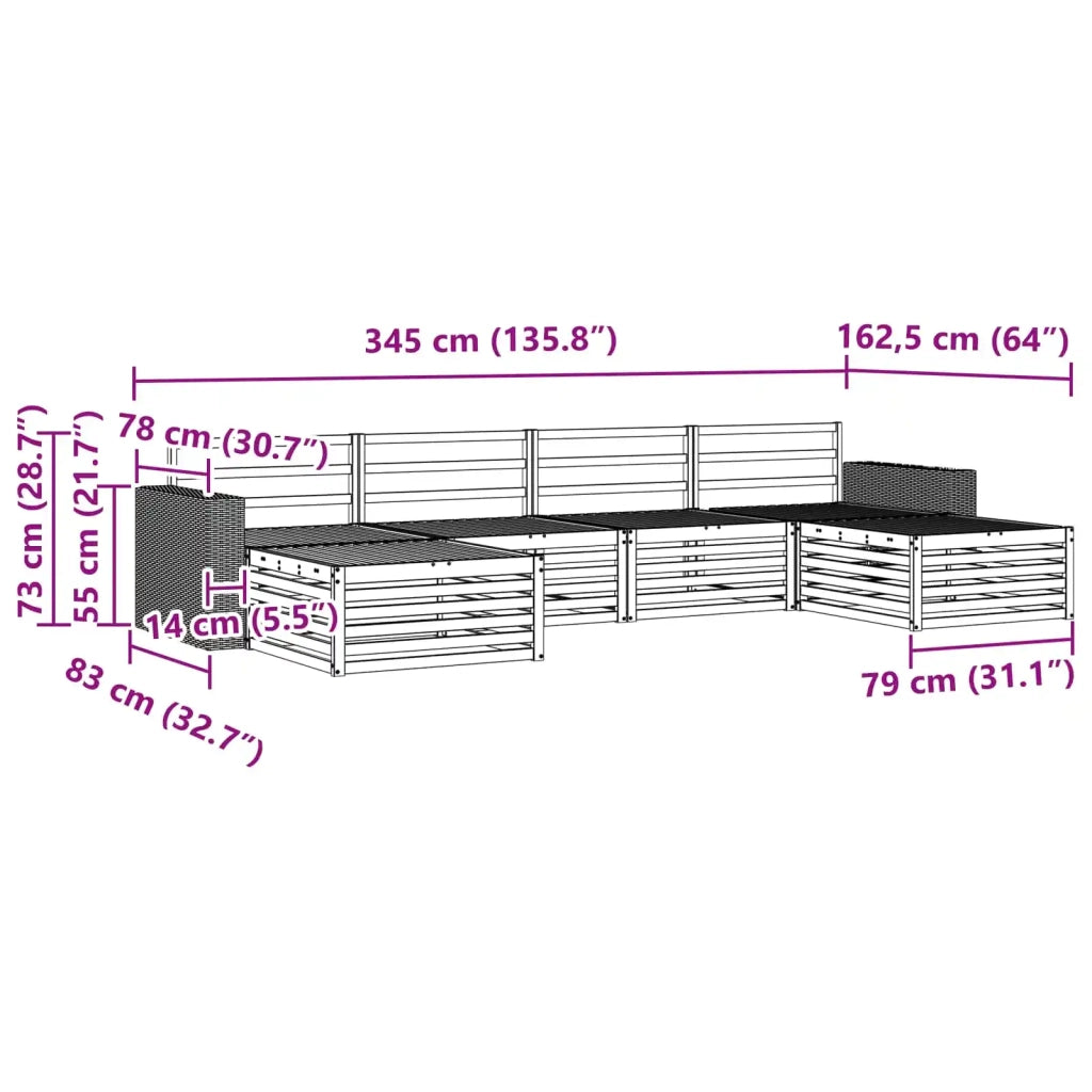 Set di divani da esterno 6 pz Legno di Acacia Massello 3383697