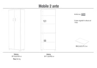 Armadio 2 Ante 62x178x34 cm Bianco Fiammato