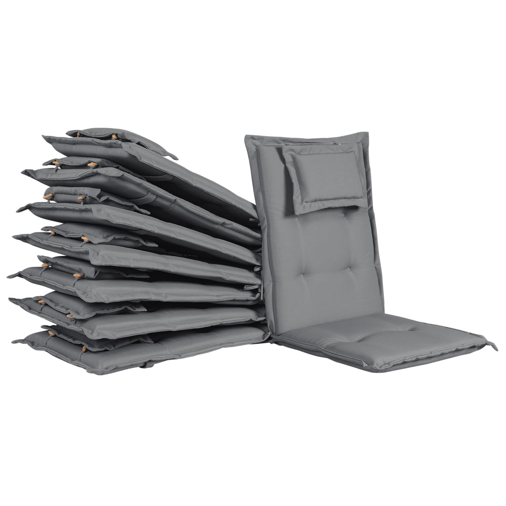 Set di cuscini di ricambio per sedie da esterno in tessuto grigio resistente ai raggi UV con imbottitura spessa 8 cuscini