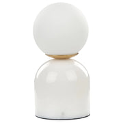 Lampada da tavolo in vetro bianco con paralume rotondo e base in marmo Comodino a luce singola Design moderno Accessori per la casa Soggiorno
