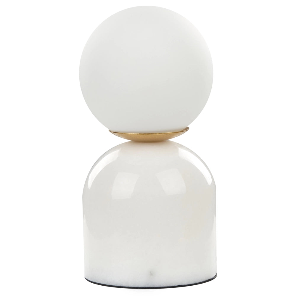 Lampada da tavolo in vetro bianco con paralume rotondo e base in marmo Comodino a luce singola Design moderno Accessori per la casa Soggiorno