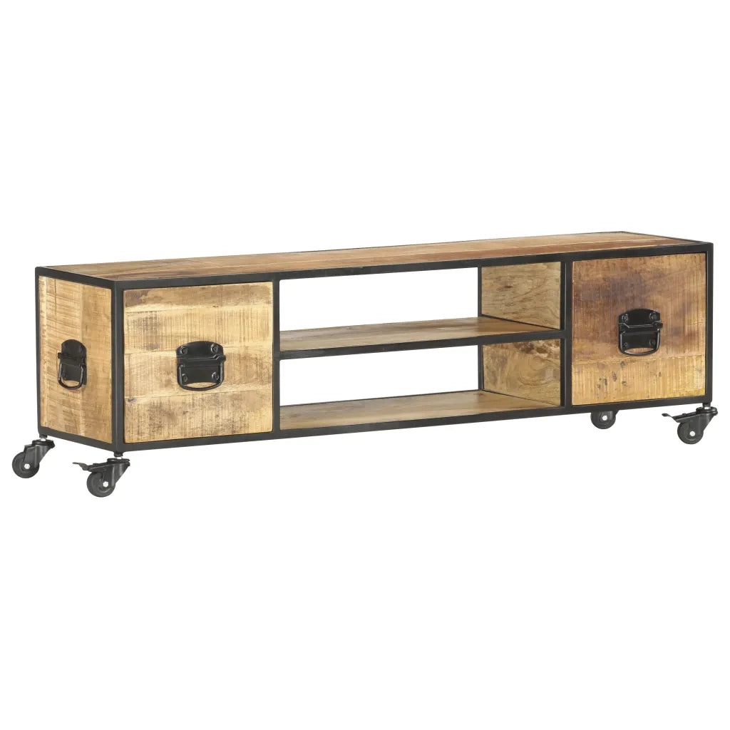 Mobile Porta TV-Credenza per TV 130x30x39 cm in Legno Massello di Mango