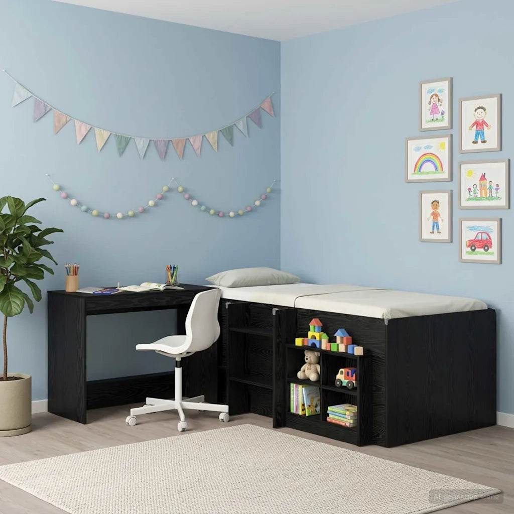 Scrivania Letto Rovere Nero Legno ingegnerizzato 893732