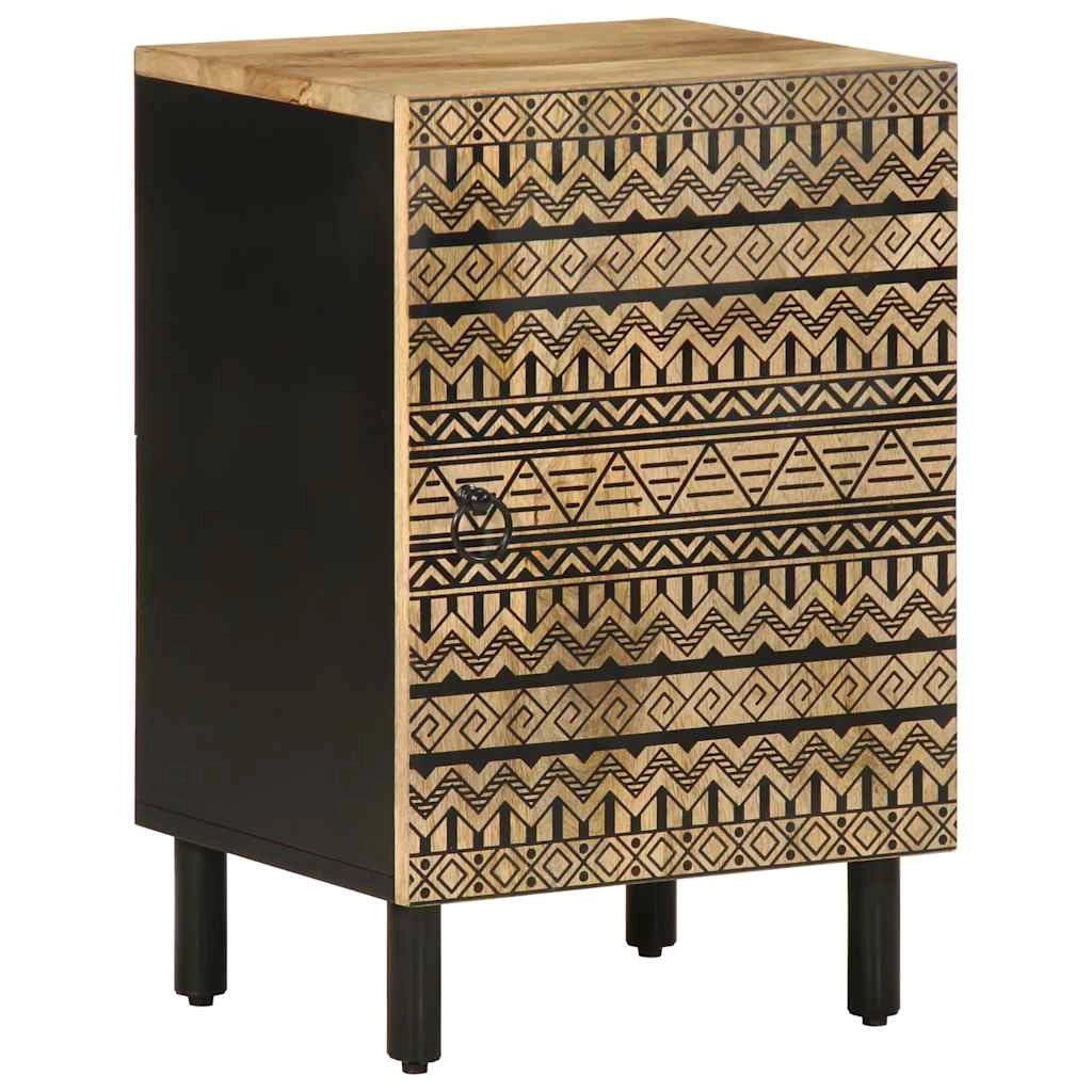Mobiletto da bagno in legno massello di mango in stile retrò che offre un elegante spazio di archiviazione 38 x 33 x 58 cm legno nero 02_0057840