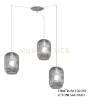 SOSPENSIONE OTTONE SAT. 3 LUCI SPOSTABILE VETRI FUME 1181OS-S3 S-FU