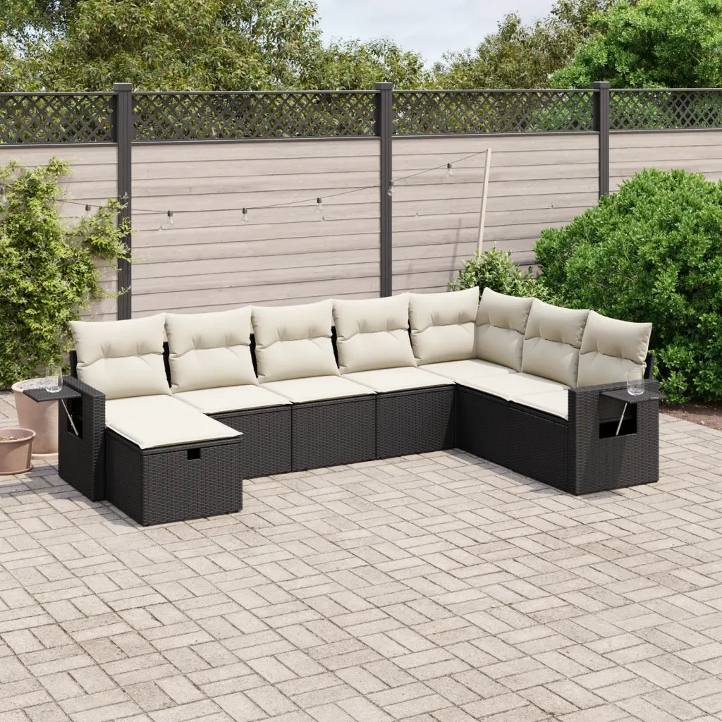 Set Divani da Giardino con Cuscini 8 pz Nero in Polyrattan 3263892