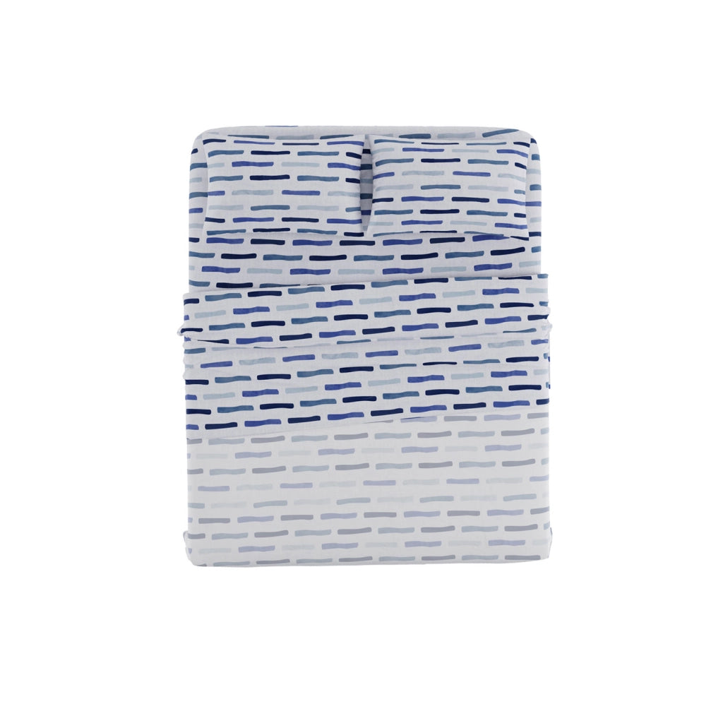 Set Lenzuola Karma Matrimoniale Sopra Sotto e Federe in Poliestere Fun Blu