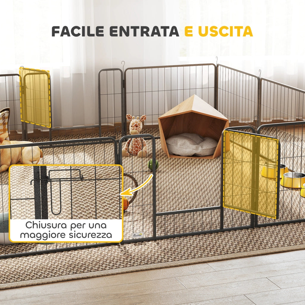 Recinto per Cani Modulabile con 12 Pannelli e 2 Ingressi ¨C Zephmum ¨C 80x150x60 cm