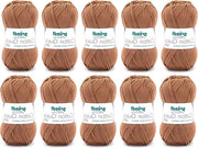 Filato per Maglia o Ricamo - 100% Cotone - Certificato Oeko-Tex - Caramello - 10 Pacchi 50g - Dimensione Ago 3-4