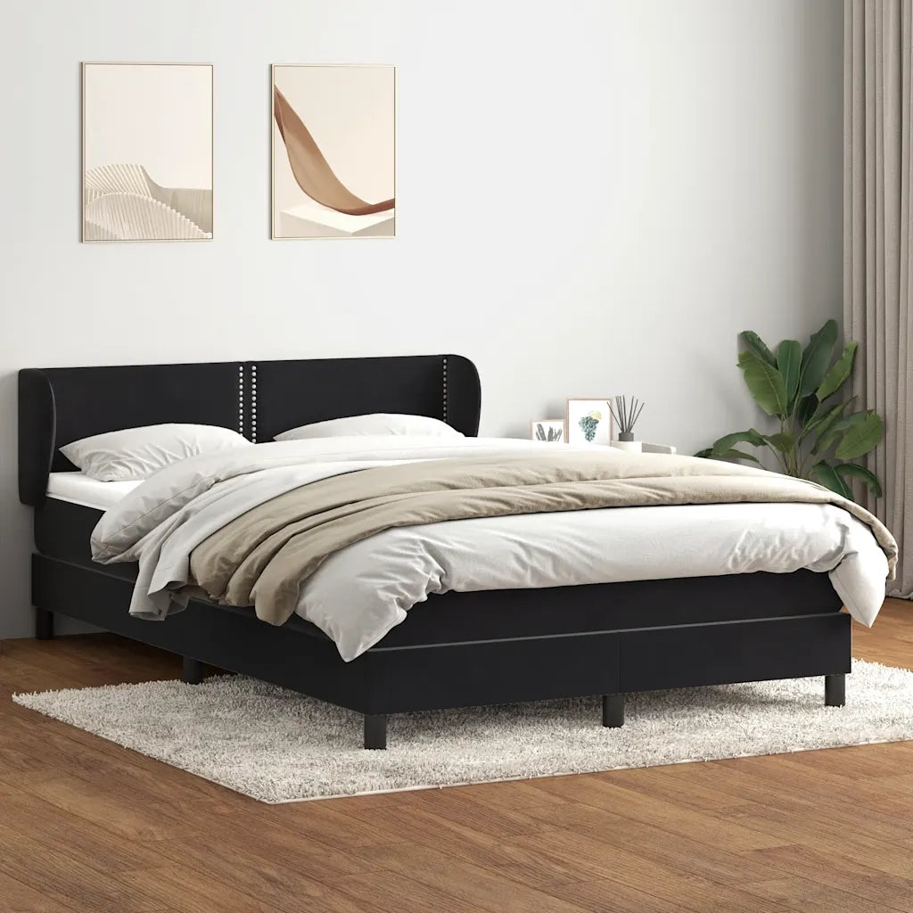 Giroletto a Molle con Materasso Nero 160x210 cm in Velluto 3317447