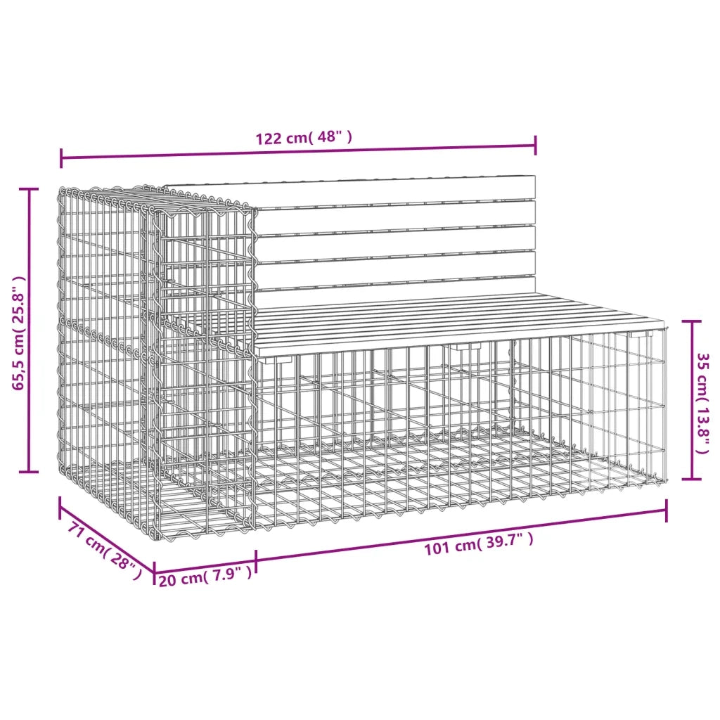 Panca Giardino Design Gabbione 122x71x65,5 cm Massello Douglas 834384