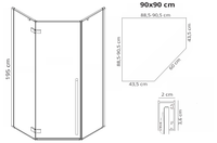 Cabina Doccia Diamond Black Mat 90x90 senza piatto doccia