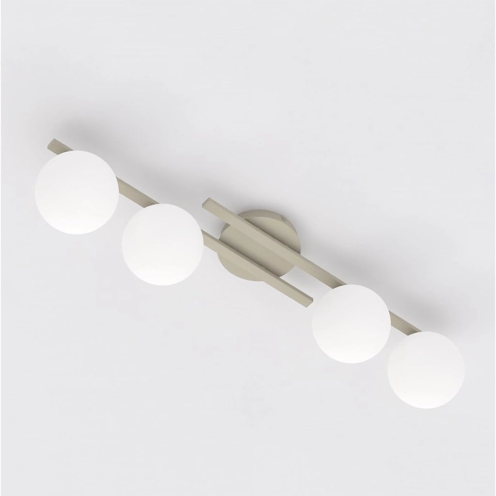 Lampada a sospensione KAIRO in acciaio beige e vetro opalino