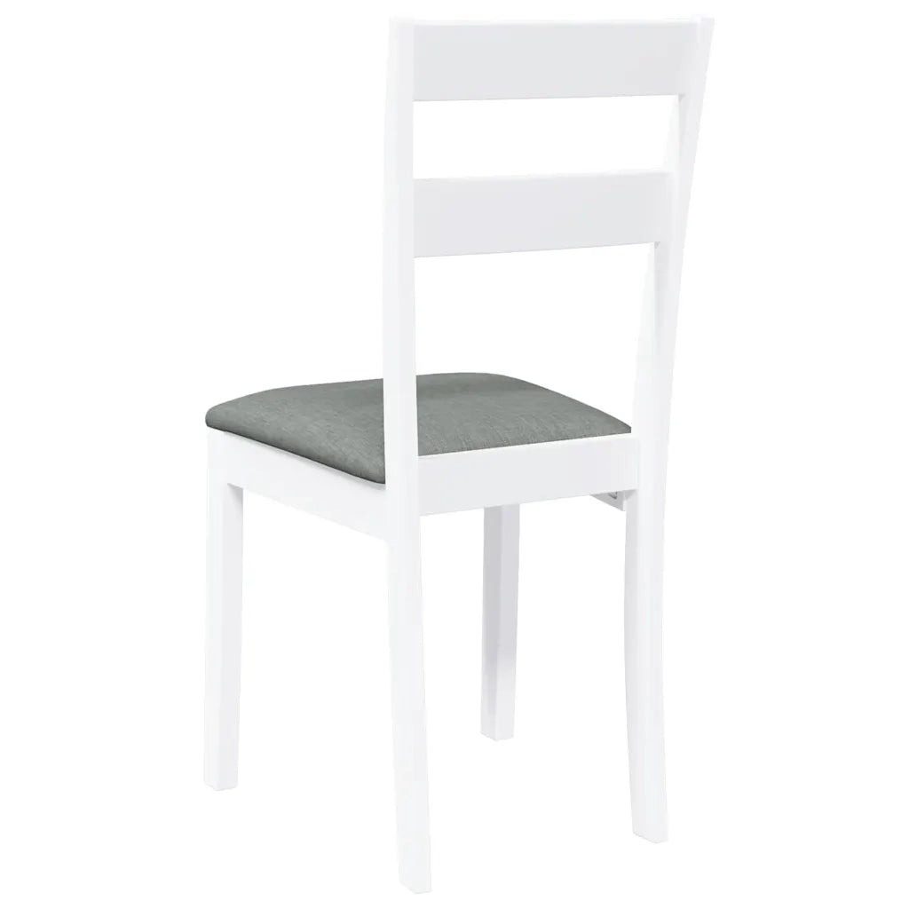 Sedie da Pranzo con Cuscini 2 pz Bianco Legno Massello di Hevea