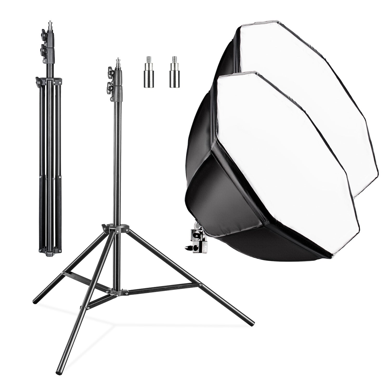 set 2 Softbox ottagonali 55 cm con LED 35 W 2 stativi per luci FT-8051 fino a 260 cm, luce diurna 5000 K, per studio foto set fotografico