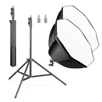 set 2 Softbox ottagonali 55 cm con LED 35 W 2 stativi per luci FT-8051 fino a 260 cm, luce diurna 5000 K, per studio foto set fotografico