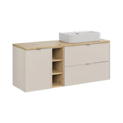 Insieme BRAZZA: mobili sottolavabo con cassetti 140cm con cesto della biancheria e nicchie visibili + top per lavabo + lavabo da appoggio