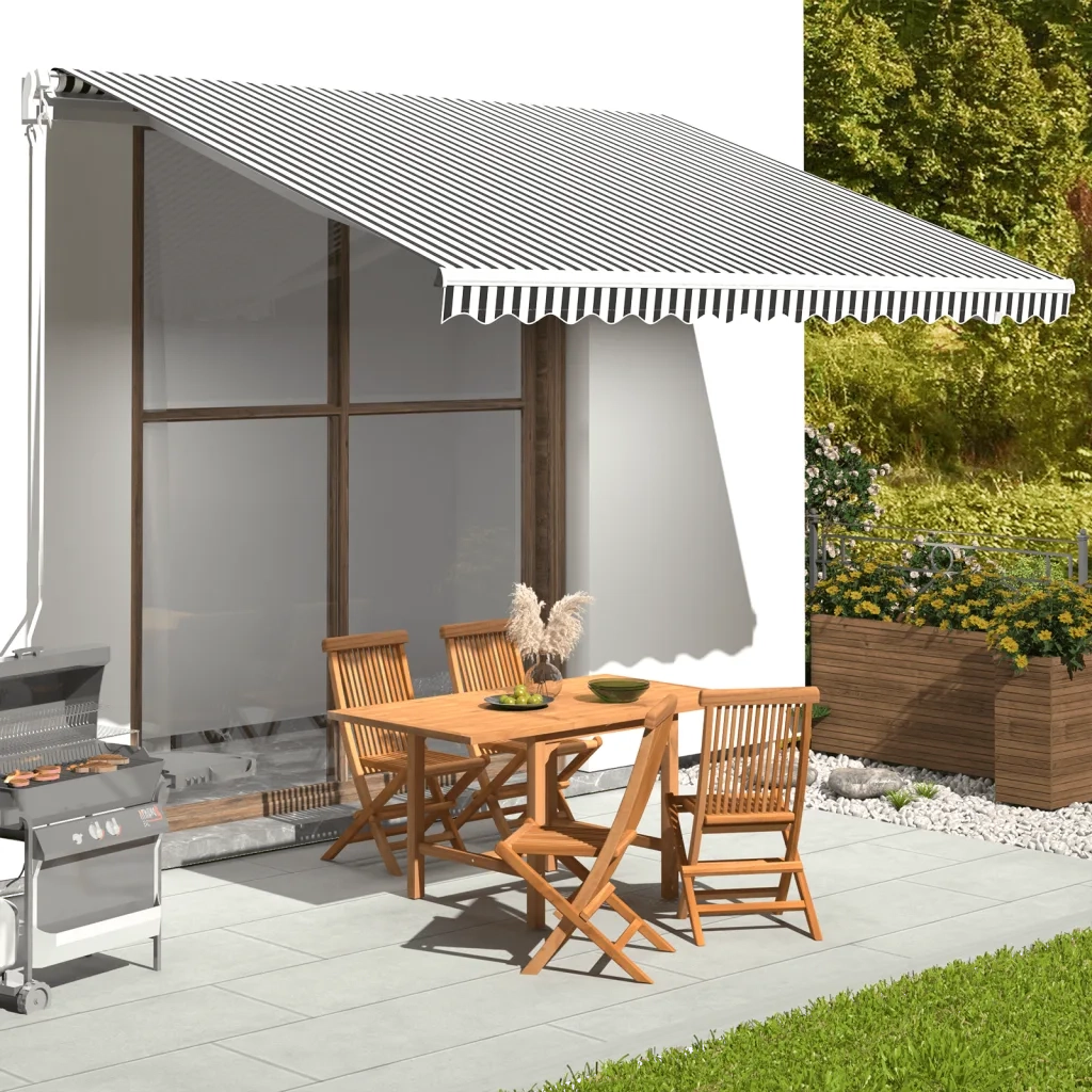 Tessuto di Ricambio per Tenda da Sole-Ricambio telo per tenda da sole Antracite e Bianco 4x3 m