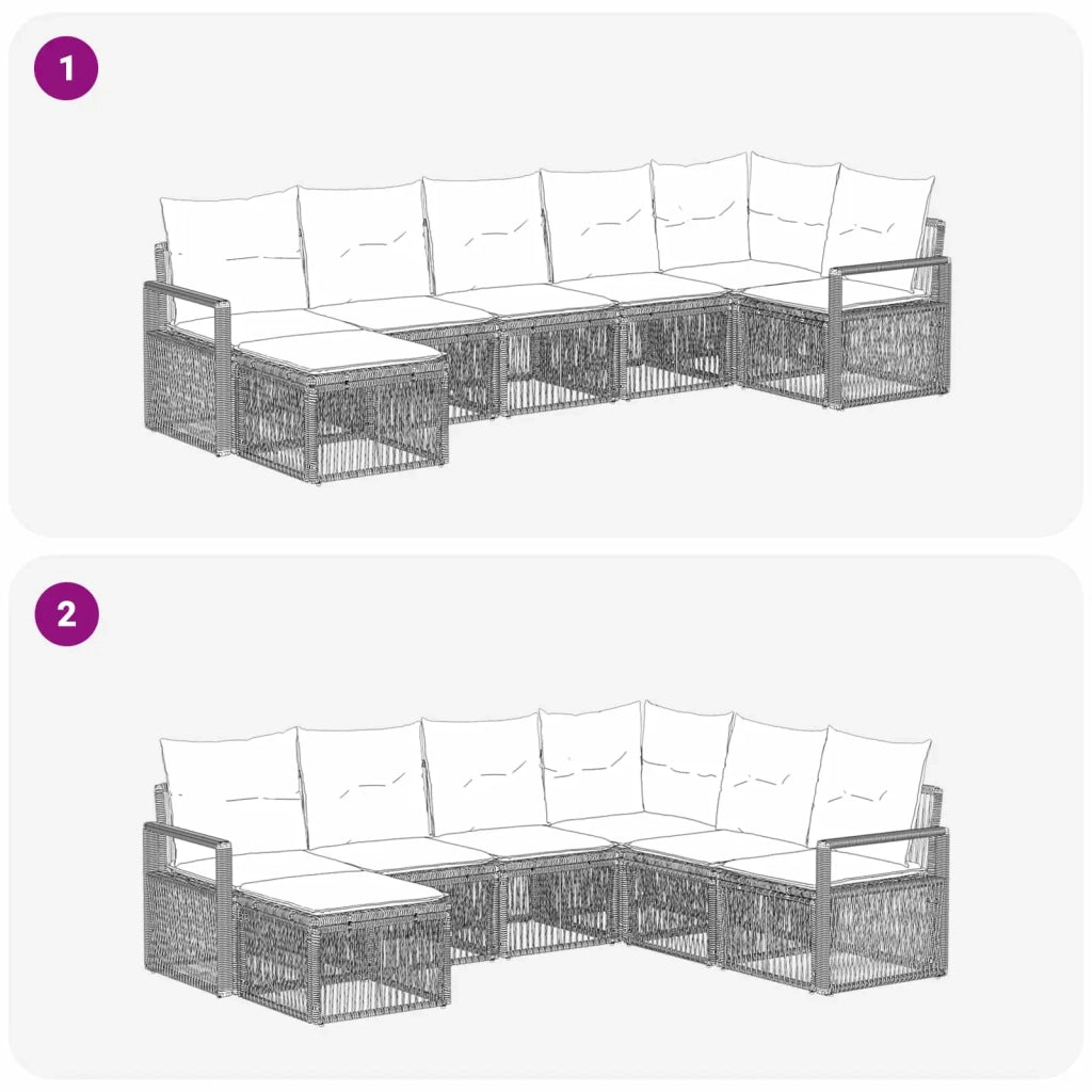Set Divano da Giardino 7 pcs Nero polyrattan 3435784