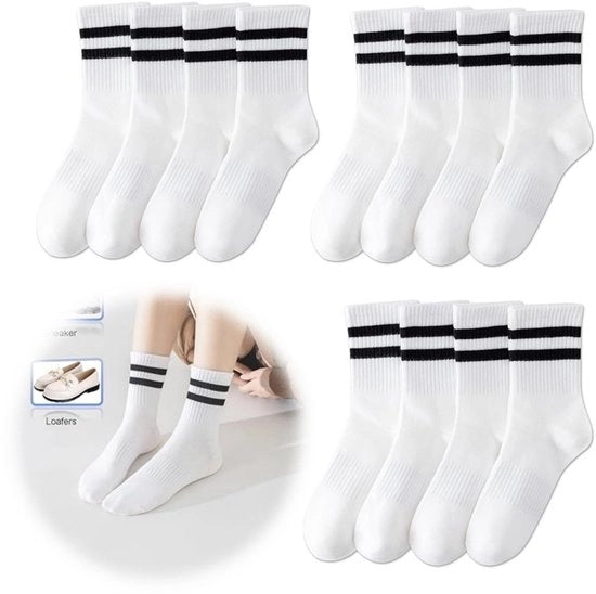 6 paia calze da tennis per donne - calze di cotone bianchi - calze sportive eleganti - calze alte comode