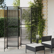 Divisorio per Ambienti | Divider per stanze | Paravento a 6 Pannelli Nero in Polyrattan