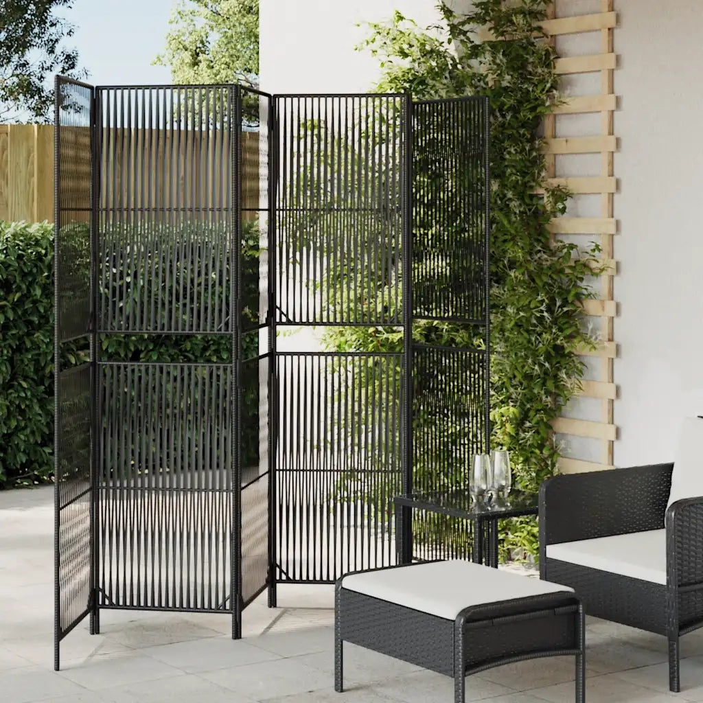 Divisorio per Ambienti | Divider per stanze | Paravento a 6 Pannelli Nero in Polyrattan