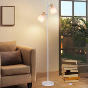ZMH Lampada da terra 145cm 2 fiamme paralume tessuto bianco girevole per soggiorno camera letto