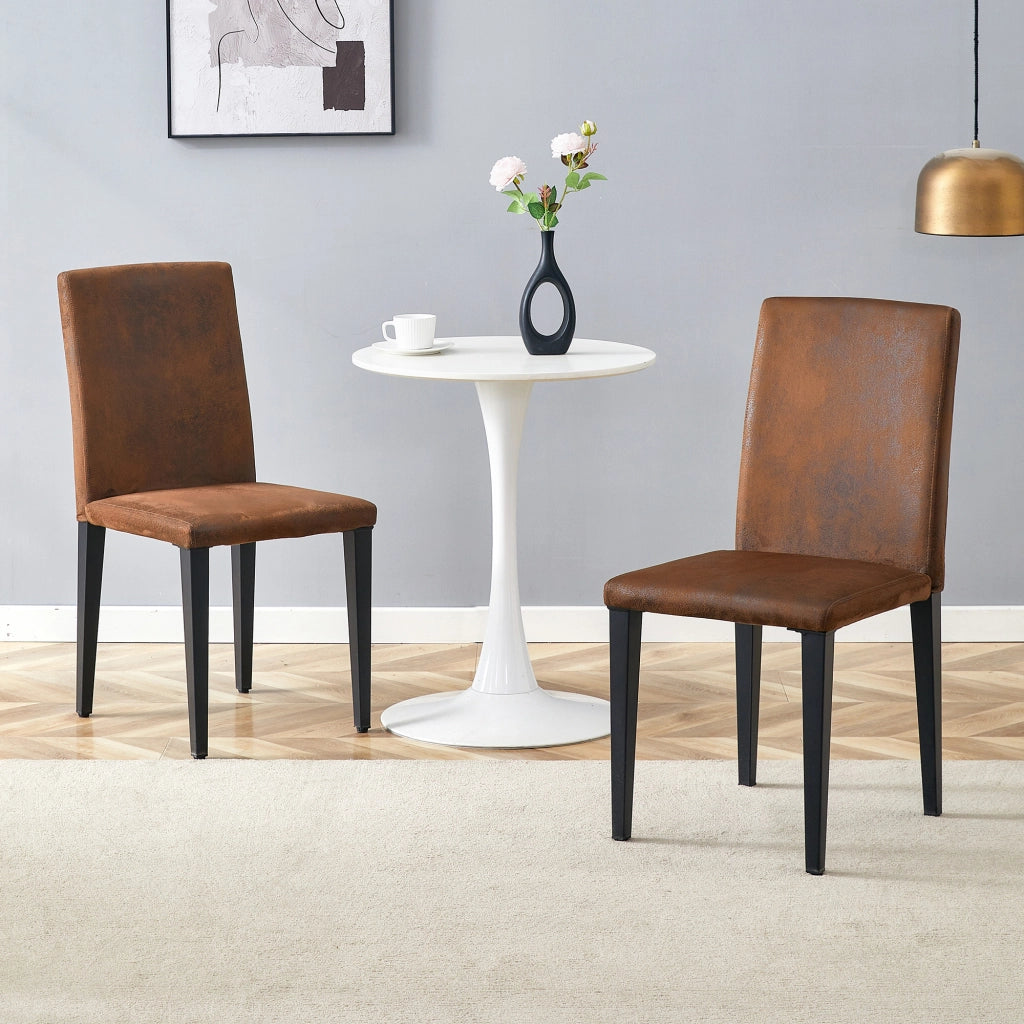 Sedia da pranzo Set di 2 schienale ergonomico e piedini antiscivolo in tessuto metallo Marrone Nero