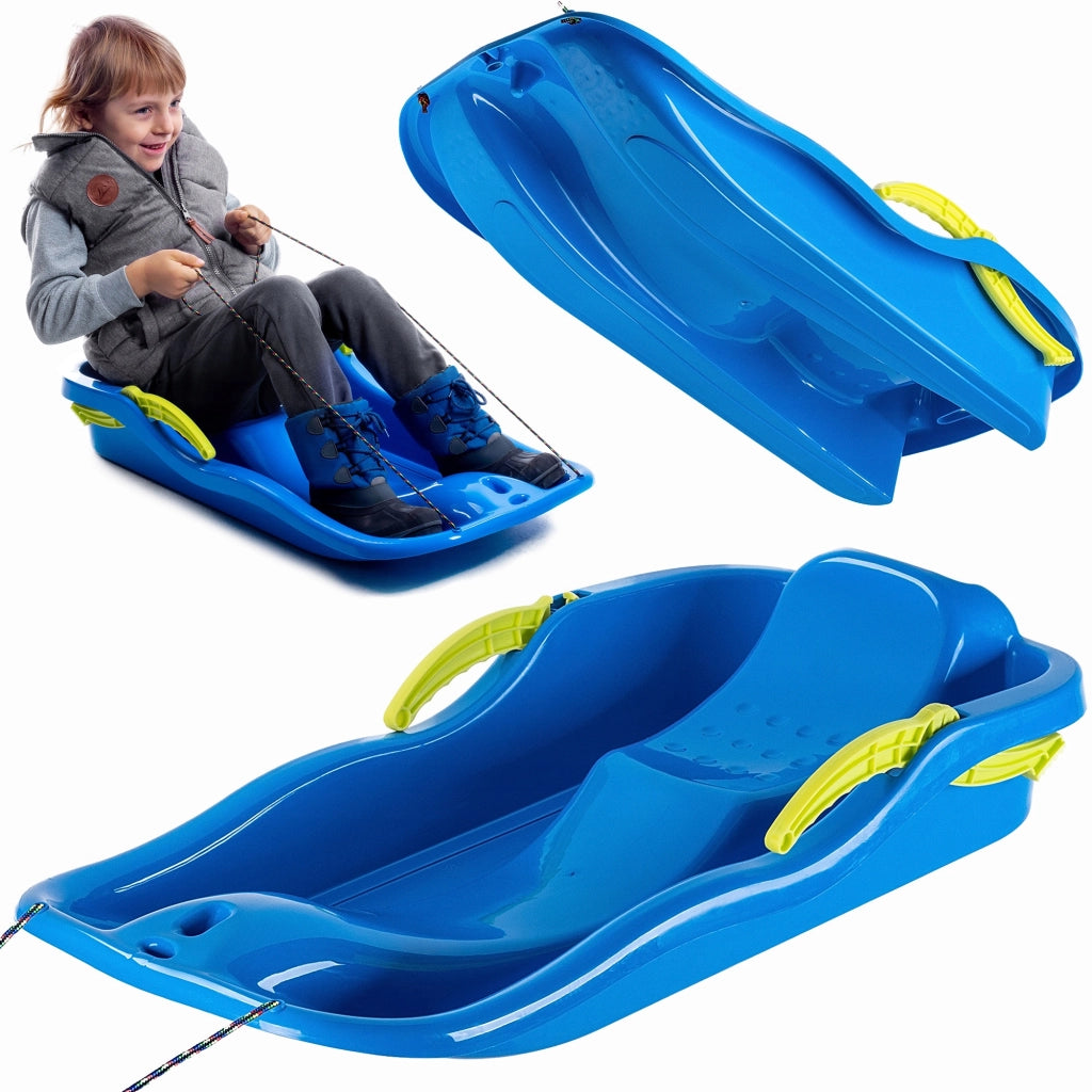 KADAX Slittino con freno e schienale in plastica, grande, con corda