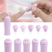Set di punzoni in silicone - 6 pezzi - punzoni per unghie con 5 testine a forma di disegno - attrezzatura per arte dell'unghia - arte dell'unghia DIY - colore luce azzurro - punzoni per unghie