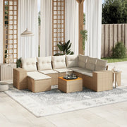 Set Divano da Giardino 8 pz con Cuscini Beige in Polyrattan 3257892