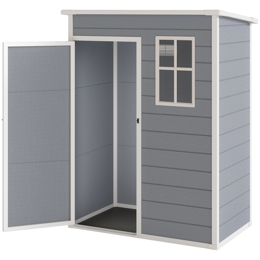 Casetta da giardino in plastica ¨C zephmum ¨C grigio 151x92x193cm