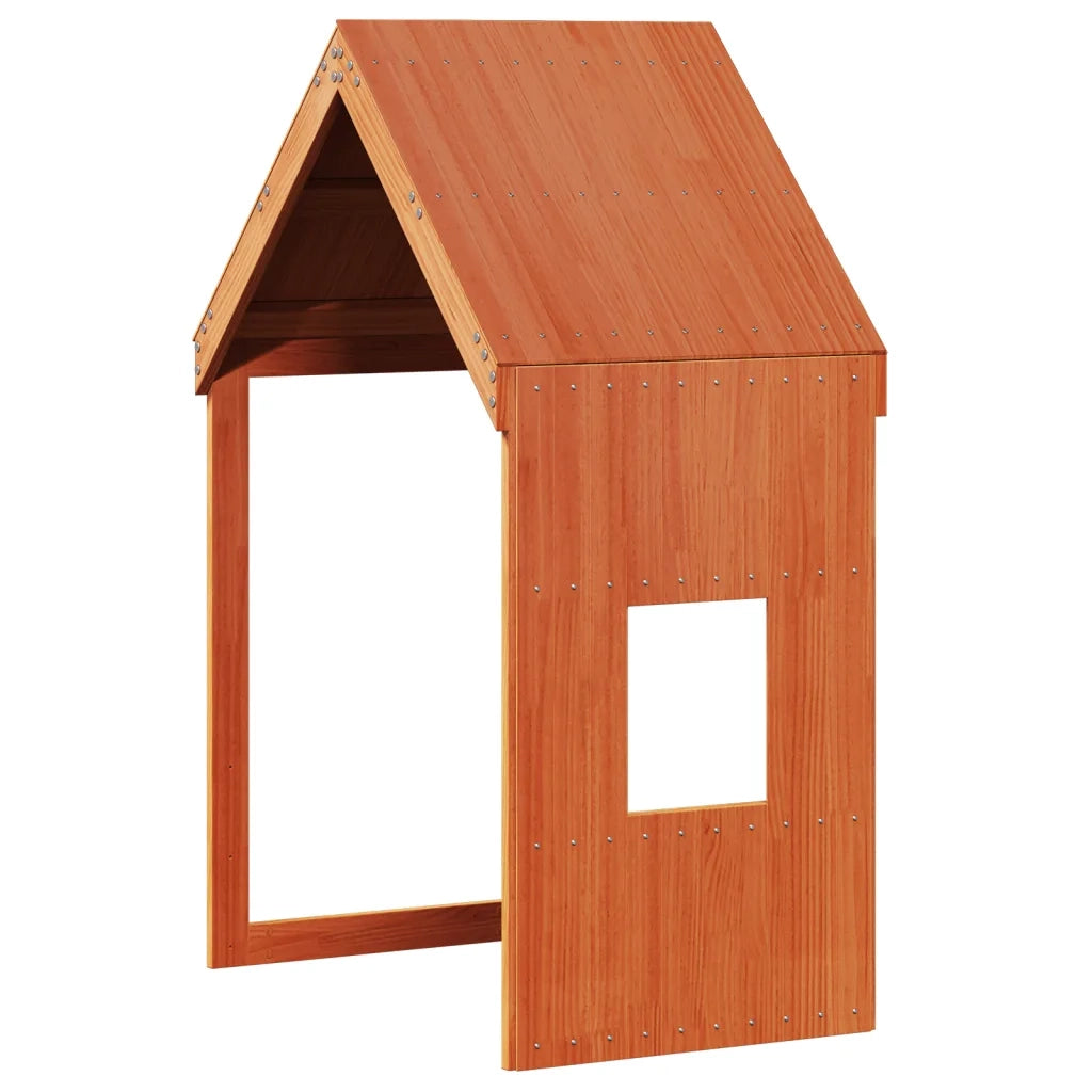 Letto a Soppalco con Tetto Marrone Cera 90x200 cm Legno di Pino
