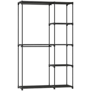 GUARDAROBA PORTATILE CON 2 ASTE E 6 RIPIANI, IN TESSUTO NON TESSUTO, PLASTICA E ACCIAIO, 111X43X185 CM, NERO