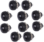 Interutile - Interruttore Momentaneo - Interruttore a Manopola 12mm - Comodo Pulsante - Nero - 10 Pezzi - Per Auto e Camion - Duraturo e Affidabile