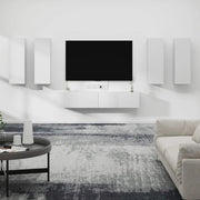 Set di Mobili Porta TV 6 pz Bianco in Legno Multistrato cod mxl 22681