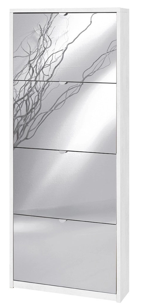 KIT SCARPIERA 4 ANTE CON RIBALTA E SPECCHIO FRONTALE H154 L63 P18 Cm FINITURA BIANCO OSSIDO SARMOG Sk554spk