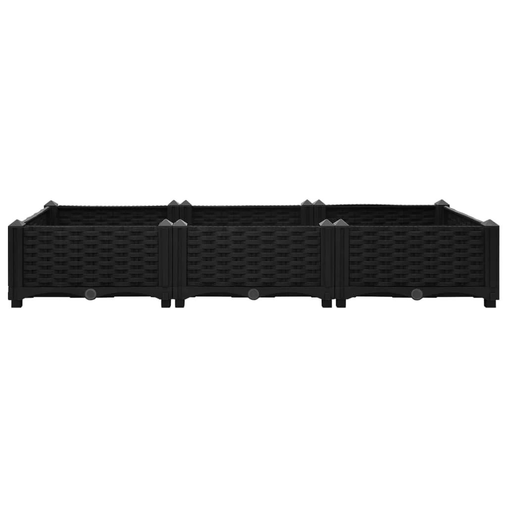 Fioriera rialzata per piante e fiori giardino 120 x 40 x 23 cm polipropilene nero 02_0000904