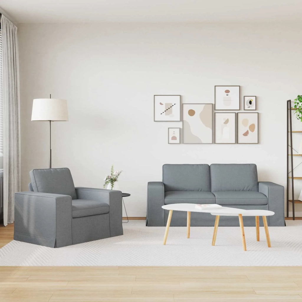 Set di divani 2 pcs Grigio chiaro 182 x 80 x 82 cm Tessuto