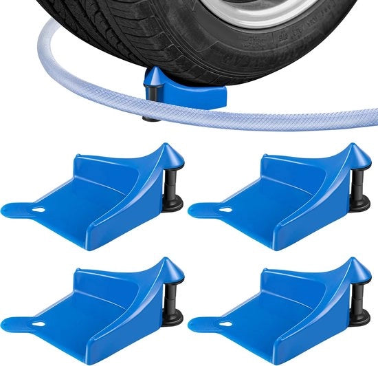 4 pezzi - autoslanggeleider anti-opwindapparaat - bandenslangrol per auto - prevenzione del bloccaggio del tubo dell'aspiratore di alta pressione sotto le ruote - blu