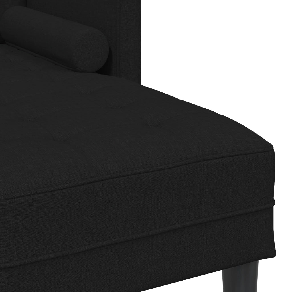 Divano L-Shaped a 3 Posti Nero 160 cm Tessuto
