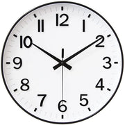 HZDHCLH 30cm orologio da parete silenzioso con secondi battenti e cifre arabe senza ticchettio per decorazione in soggiorno, cucina, ufficio e camera da letto (bianco/nero)