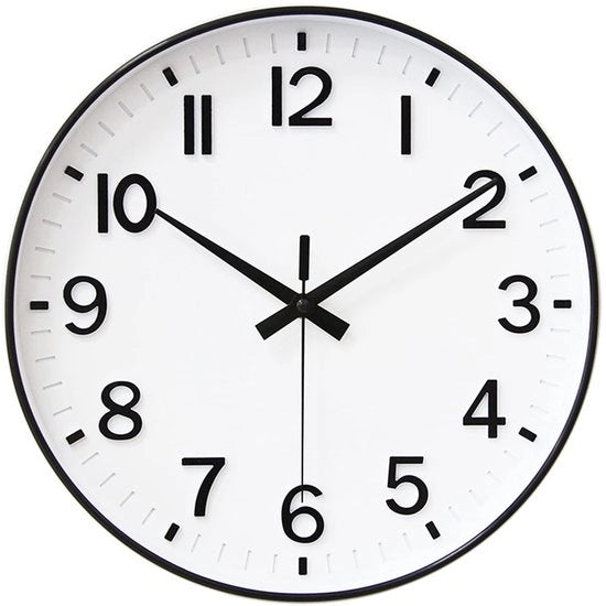 HZDHCLH 30cm orologio da parete silenzioso con secondi battenti e cifre arabe senza ticchettio per decorazione in soggiorno, cucina, ufficio e camera da letto (bianco/nero)