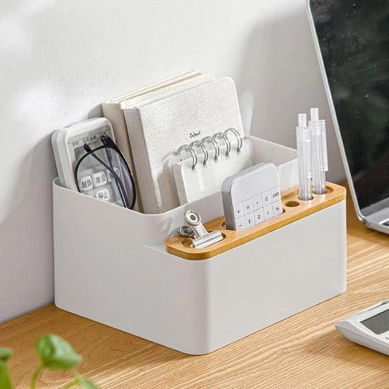 Organizzatore da Scrivania per Materiali di Ufficio e Trucco con 4 Comparti per Vanity Tavolo Casa